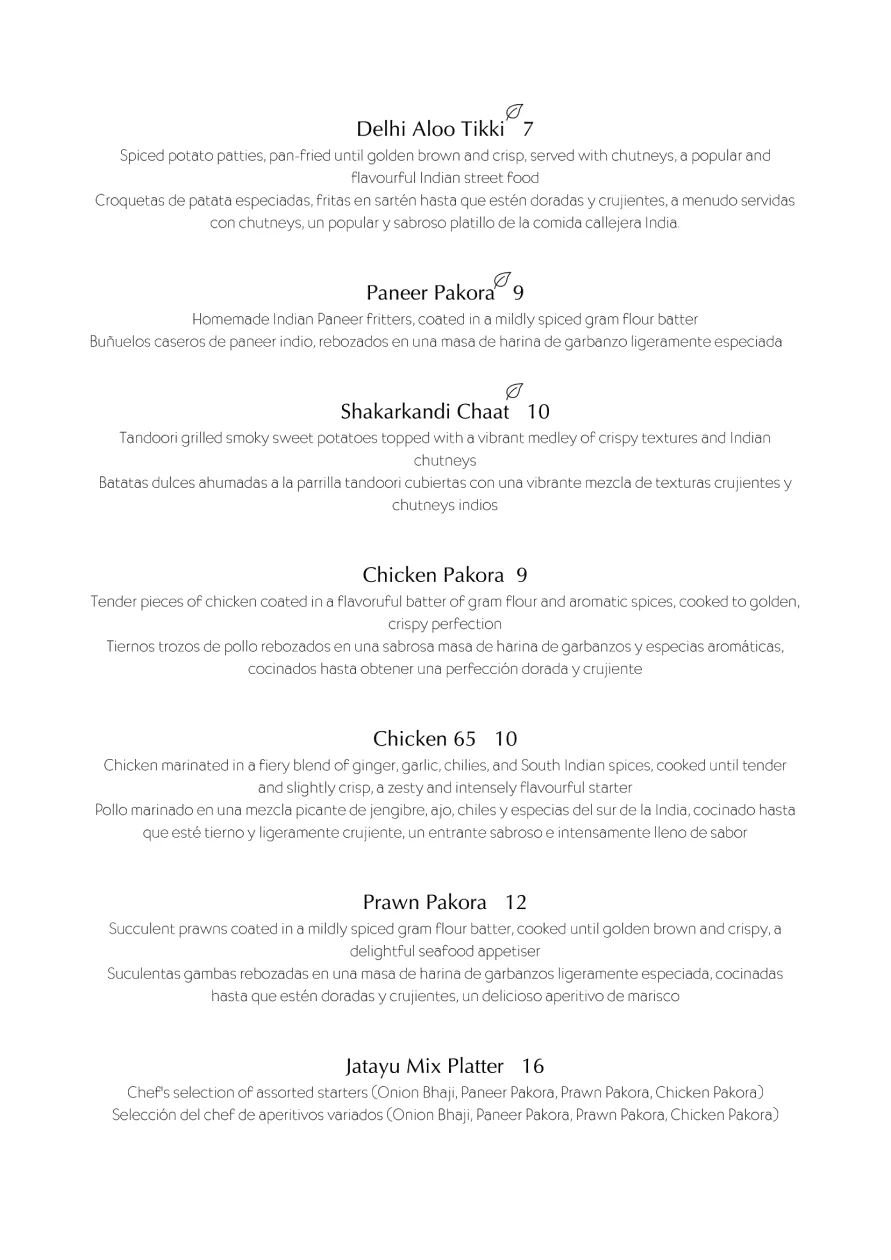Jatayu Food Menu Final Draft-03 food jatayu indian restaurant
