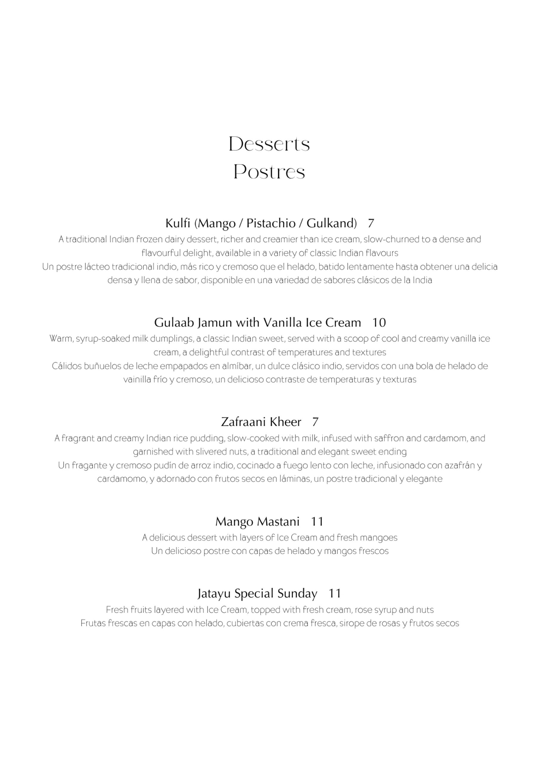 Jatayu Ibiza Menu 14 Jatayu Ibiza Menu 14